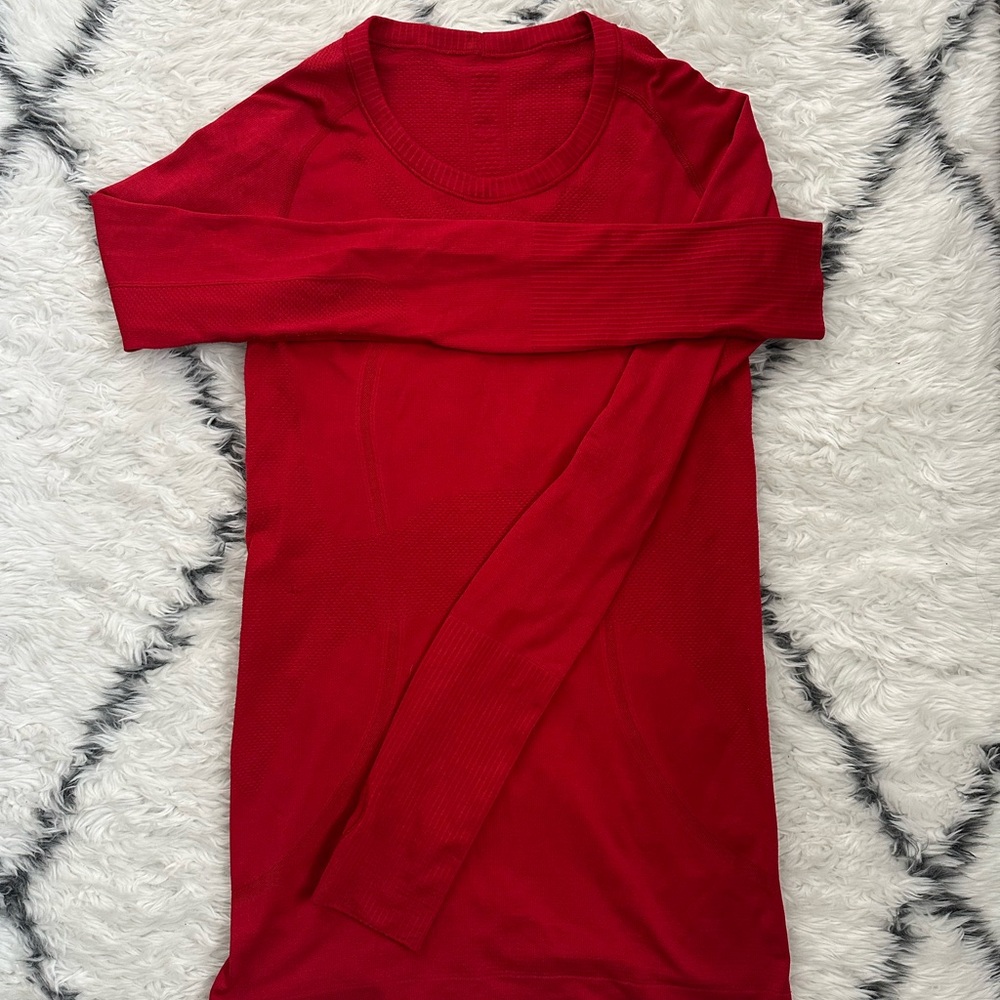 lululemon athletica Red Swifty Athletic Long Sleeve